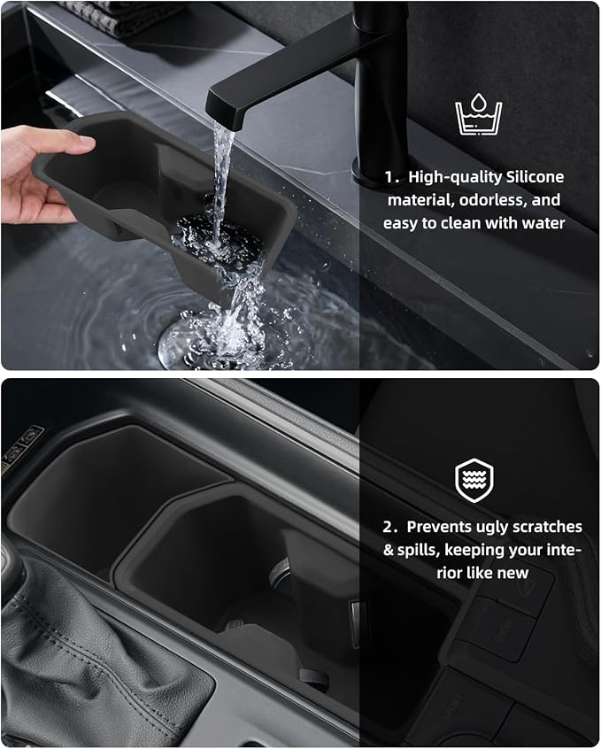 Silicone Center Console Cup Holder & Rear Door Storage Box for 2024–2026 Toyota Grand Highlander/Grand Highlander Hybrid, Interior Organizer Accessories (4PCS)