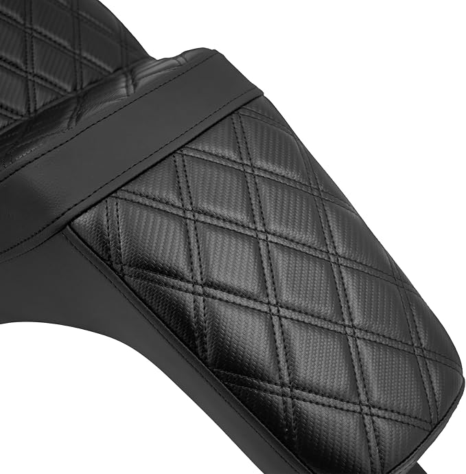 Motorcycle 2-Up Seat Driver Passenger One-Piece Seat Fit For Harley Low Rider Low Rider S ST FXLR FXLRST 2018-up (Black Stitching)
