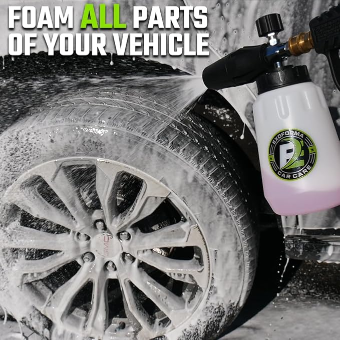 ExoForma Foam Cannon - Heavy Duty Foam Blaster, Adjustable Foam Nozzle, Creates Thick Foam & Suds for Pressure Washer, 1/4" Quick Connector, 1L Bottle