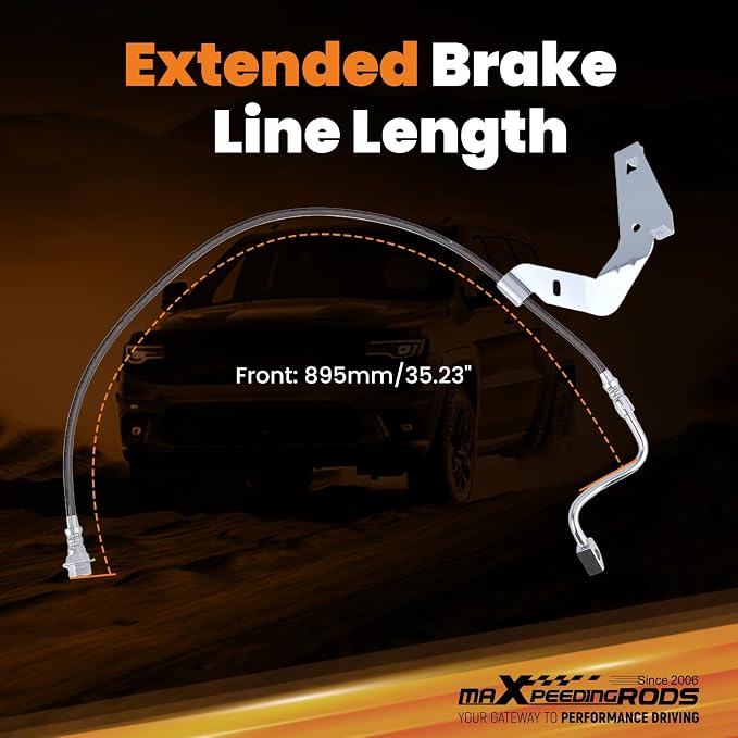 maXpeedingrods Extended Brake Lines for Ford F-250 F-350 Super Duty 4WD 2008-2016 w/4-6" Lift, Front Stainless Steel, DOT Approved