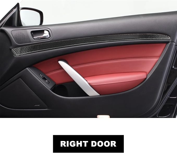 11PCS Real Carbon Fiber Interior Door Panel Trim Compatible with Infiniti G37 2008-2013, Interior Decor Sticker Accessories