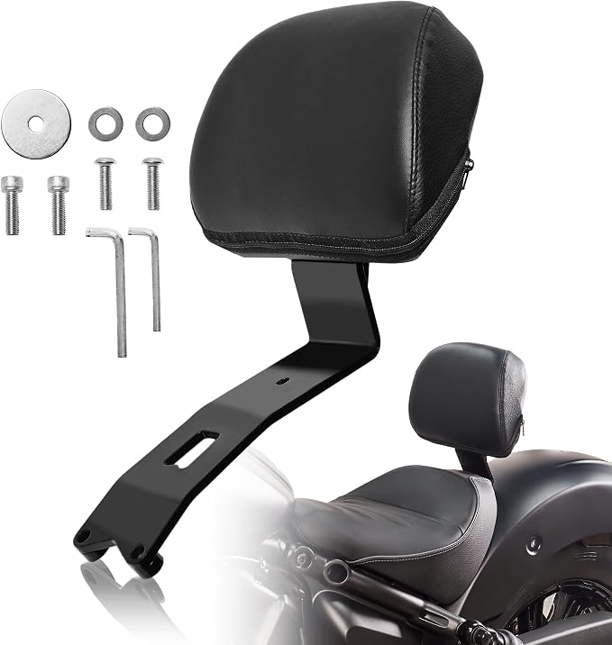 Motorcycle Bolt-on Driver Backrest, Front Rider Back Rest with Thick Cushion Pad for Indian Scout Sixty, Bobber, Classic Solo Seat 2025+ Models Accessories