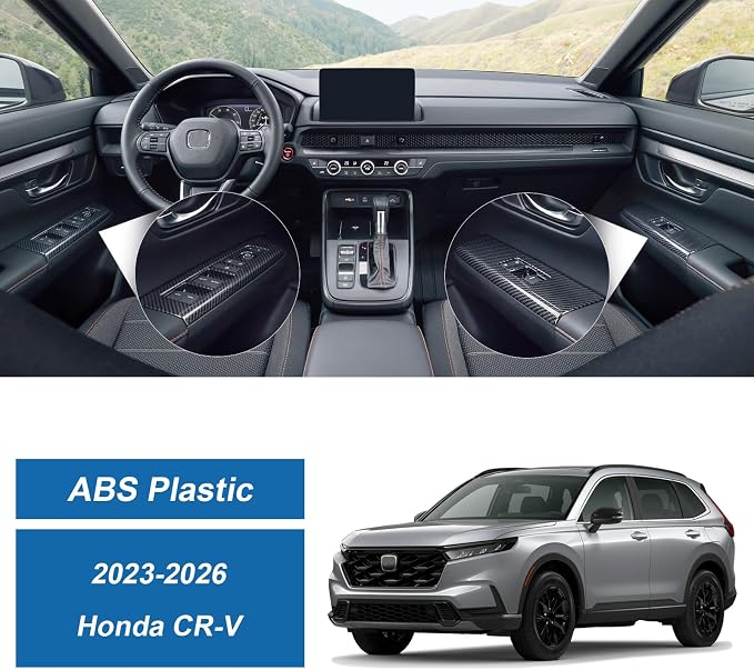 Carbon Fiber Window Lift Switch Panel Cover Compatible with 2023-2026 Honda CR-V CRV