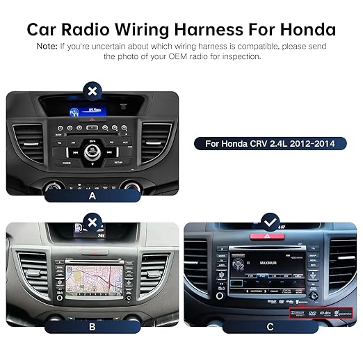 16PIN Car Radio Wire Harness with Canbus Adapter for for Honda CRV 2.4L 2013-2014, CRV MK4 2012-2014 Support SWC, Factory Backup Camera for Aftermarket Android Stereo Head Unit