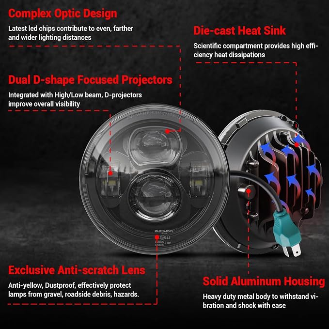 Z-OFFROAD New Motorcycle 7 Inch LED Light DOT Kit Compatible with Harley Davidson Touring Street Glide Road King Special Electra Glide Ultra Classic Fat Boy Heritage Softail Switchback Black