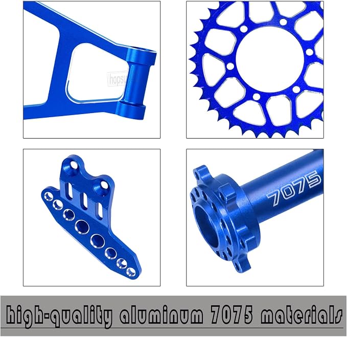 Steel Roller Chain&Rear Swing Arm&Rear Hub Chain Sprocket Gears&Front Sprocket&Chain Guard Protector&Rear Wheel Hub Hex Upgrades for L0Si 1/4 Promoto-MX Motorcycle RTR FXR,Navy Blue