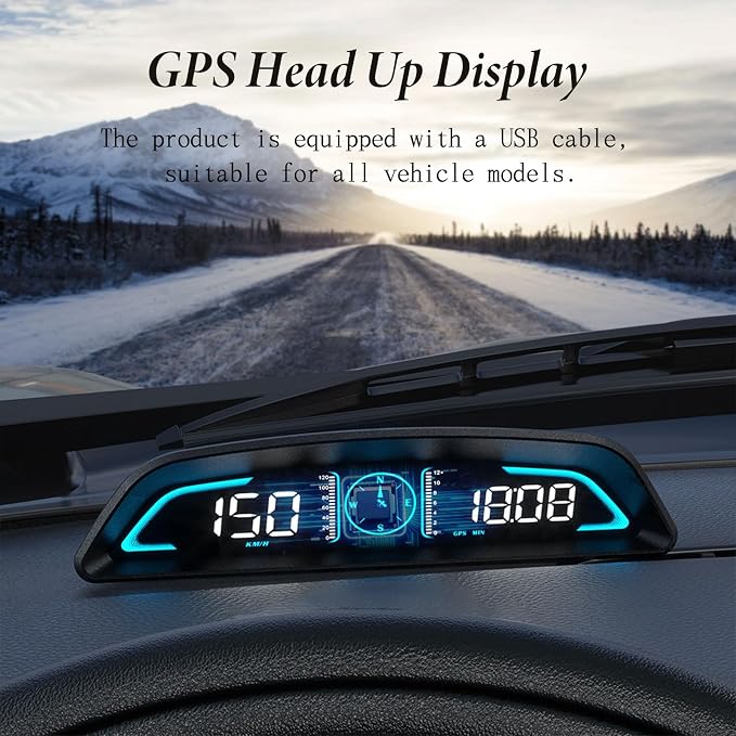 AZIJYV GPS Speedometer,Heads Up Display for Cars G3,Digital Speedometer for Car with Speed, Fatigue Driving Alarm,Overspeed Alarm,Speedometer for Car for All Vehicles