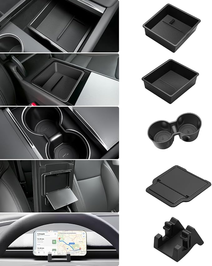 USB Charger Hub for Tesla Model 3 Highland 2024 & New Model Y Juniper 2026 &Center Console Organizer 5PCS