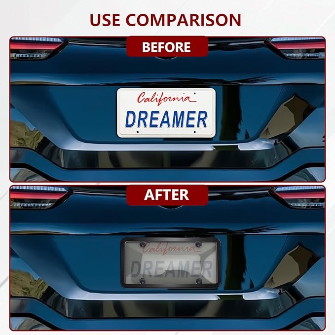 2PCS Clear License Plate Covers and Frames, Personalized License Plate Frame with Screws Screw Caps Washers, Rust-Proof Auto LicensePlate Holder, Universal License Protector for Standard US Plates