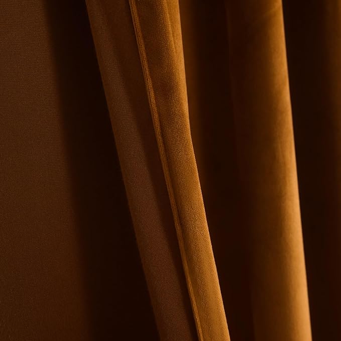 Roslynwood Luxury Soft Brown Velvet Curtains 96 inches Long Back Tab Thermal Insulated Blackout Window Drapes for Living Room/Bedroom/Dining Room, W52 x L96, 2 Panels