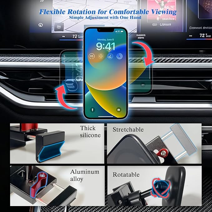 360° Rotation Magnetic Car Phone Mount for 2025-2026 BMW X3, 2024-2026 BMW X5 X6 X7 M3 i5 5 Series, 2026 M4, 2023-2026 XM iX i4 i7 M2 2 3 4 7 Series, Stable Non-Destructive Installation Accessories