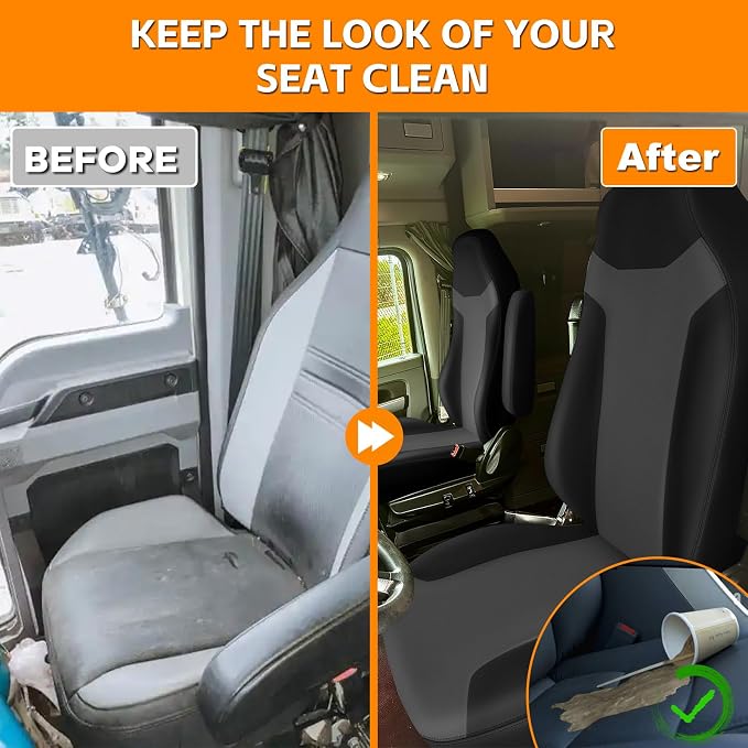 Seat Cover Fit for Legacy High Back Seat with Armrests | Heavy Duty PU Leather Driver or Passenger Side High Back Semi Truck Seat Cover with Armrests