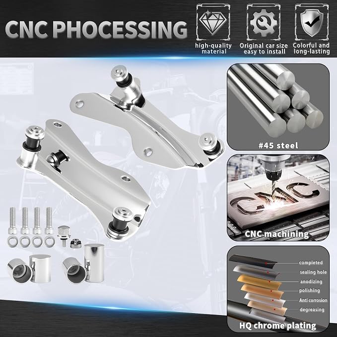 4 Point Docking Hardware Kit and Covers Fits for Harley Touring Street Road Glide Electra Glide Road King 2014-2026，Chrome
