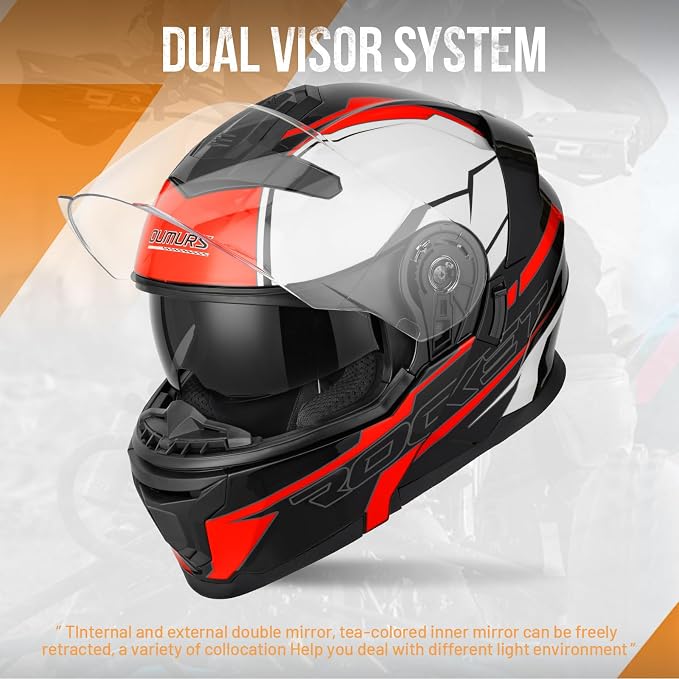 OUMURS Modular Motorcycle Helmets Full Face Flip up Street Bike Motorcycle Helmet for Unisex Adult Model 912