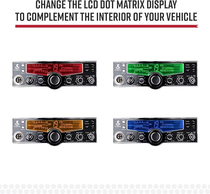 Cobra 29LX AM/FM Professional CB Radio - Emergency Radio, Travel Essentials, NOAA Weather Channels and Emergency Alert System, Selectable 4-Color LCD, Auto-Scan, Black