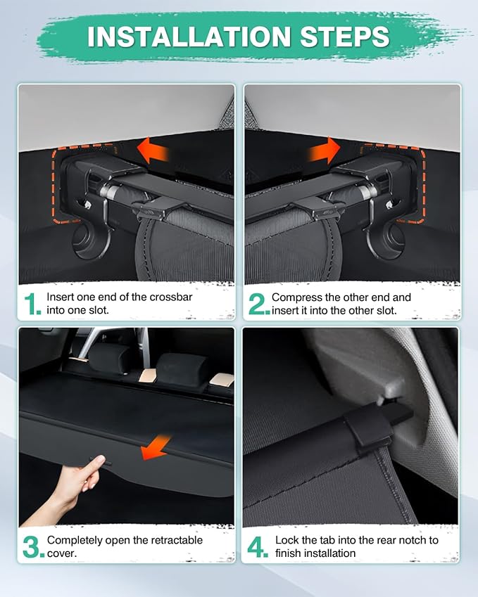 Powerty Retractable Cargo Cover for 2019-2025 Honda Passport, Canvas Texture Trunk Cover Privacy Screen Rear Security Shade for Passport Accessories