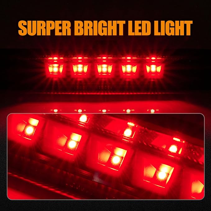 Third 3rd Brake Light LED for 2011-2015 Ford Explorer, High Mount Rear Brake Lights Assembly for 11-15 Explorer, Waterproof Center Cab Lamp Stop Light