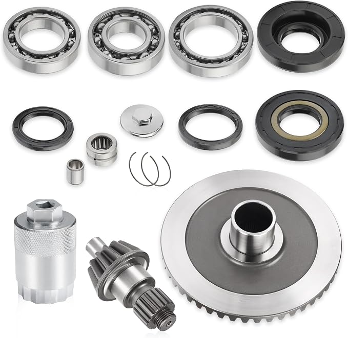 Rear Differential Ring Pinion Gear Bearing Seal Kit & Nut Tool for Honda Rancher 350 400 TRX350 FE FM TE TM TRX400 FA FGA 2000-2007