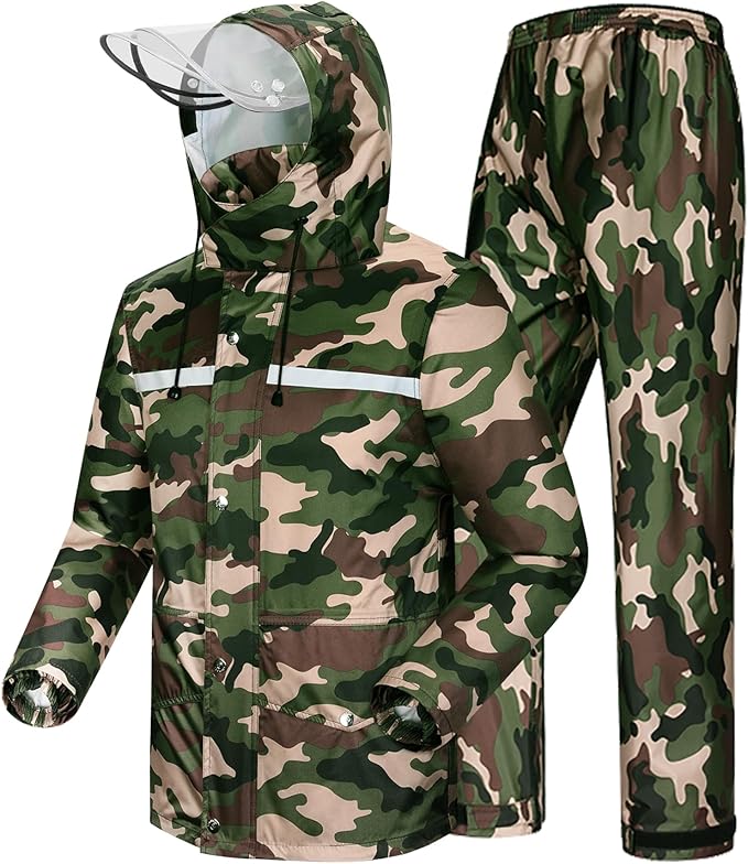 iCreek Rain Suit Waterproof Jacket and Pants Hi Vis Raincoat for Men and Women Reflective Outdoor for All-Sport Work