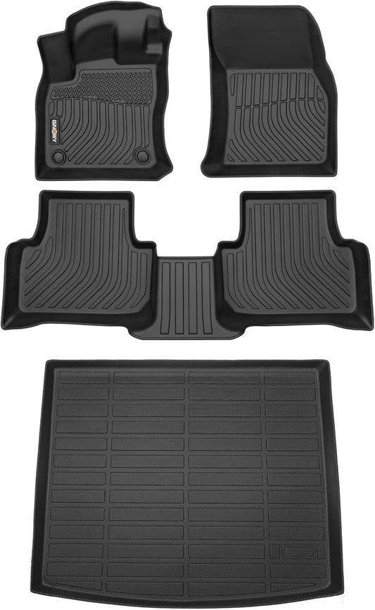 GINOWY-Floor Mats & Cargo Liner for Volkswagen VW Taos AWD 2022-2025 丨TPE All Weather Mats for VW Taos AWD Accessories Cargo Trunk Mat Trunk Liner