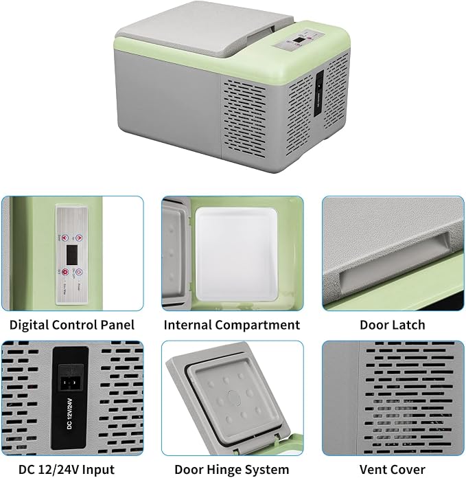 Alpicool C9PT Mini Portable Freezer, 12 Volt Car Refrigerator, 10 Quart Fast Cooling, with 12/24V DC and 100-240V AC for Outdoor, Camping, RV, Truck, Boat