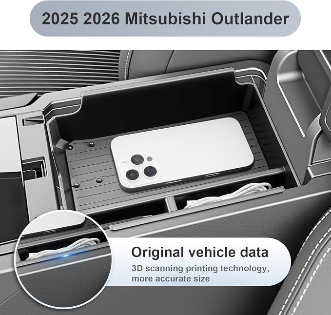 SKTU for 2025 2026 Mitsubishi Outlander Center Console Organizer for 2025 2026 Mitsubishi Outlander Console Tray Mitsubishi Outlander 2025 2026 Accessories ABS Durable Insert Console Organizer