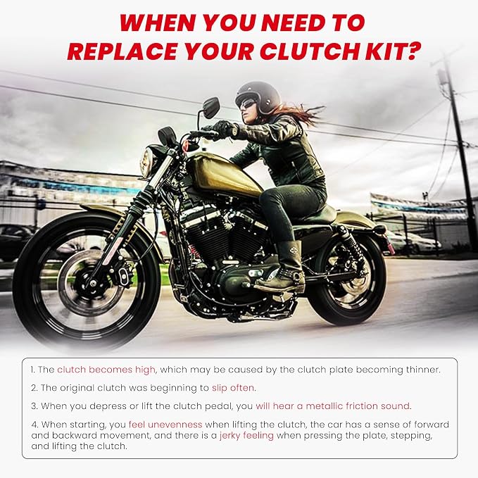 Twin Cam Extra Plate Friction Steel Clutch Kit compatible with Harley Softail Touring Dyna Trike Twin Cam models 98-17, Evolution 1340 models 1998-1999 Replace of P/N 37980-10, 307-30-10013
