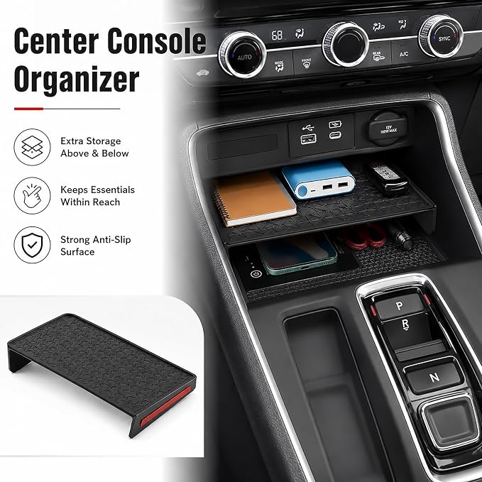 4PCS For 2023-2026 Honda CR-V Accessories Bundle, 3PCS Center Console Organizer & Armrest Storage Box + Compatible MagSafe Phone Holder, Fits LX EX EX-L Sport Sport-L TrailSport Sport Touring Hybrid,