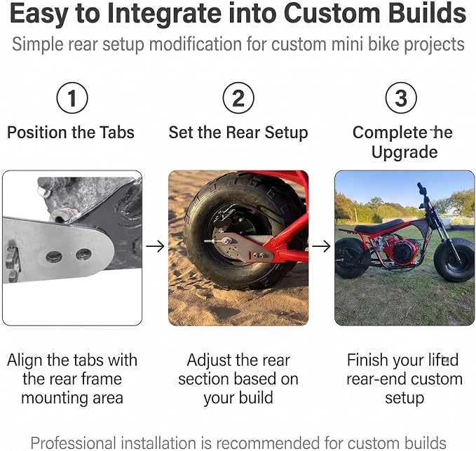 Mini Bike Bolt On Stretch Tab For Coleman B200R RB200 Realtree RT200 MEGA moto B212 MAX (2 inch lift/drop)