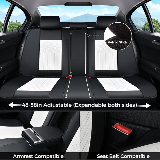 FLORICH Car Seat Covers Full Set, Leather Seat Covers for Cars, Car Seat Protector Waterproof Breathable, Universal Automotive Seat Covers, Front and Rear Car Seat Cover Fit for Most SUV Pick-up Truck