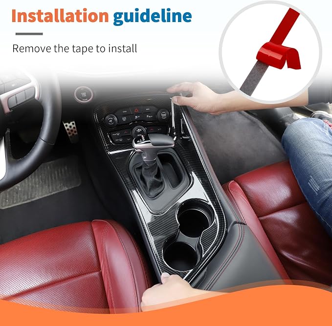 JeCar 13pcs Carbon Fiber Interior Trim Kit Overlay for 2015+ Dodge Challenger Interior Accessories