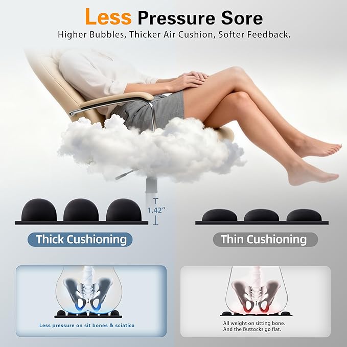 Inflatable Sonndur Travel Seat Cushion, Built-in Air Pump Car Airplane Chair Cushion for Long Flight Driving Sitting, Office Chair Wheelchair, Pressure Sore Relief, for Sciatica,Coccyx & Buttock SC01