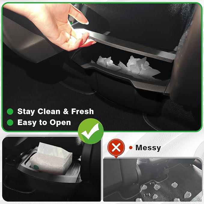 BestEvMod for 2026+ Model Y Juniper Refresh Rear Center Console Organizer Trash Can with Lid Cover Rear Bin Backseat Storage Box Garbage Can Anti-Slip