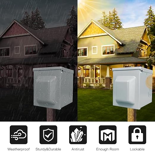 30 Amp 125 Volt RV Power Outlet Box, Enclosed Lockable Weatherproof NEMA TT-30R Outdoor Electrical Receptacle Panel, 30 Amp RV Receptacle for Camper Travel Trailer Motorhome Electric Car Generator