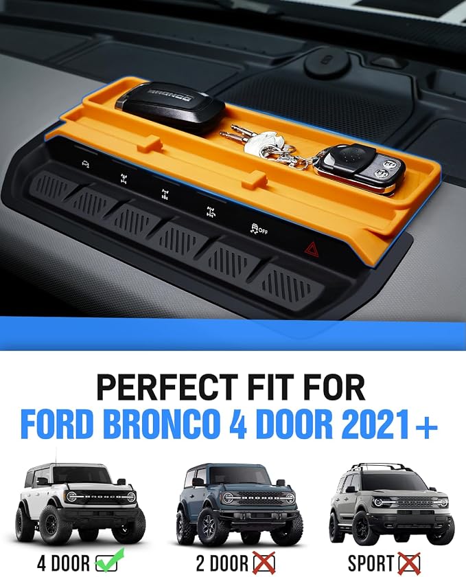 ROADER Bronco Center Console Organizer Compatible with 2021-2025 New Ford Bronco Interior Accessories, Dashboard Insert Tray Storage Box with Phone Holder Dash Organizer - Orange