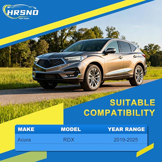 HRSNO® Wiper Blades:3-Pack Windshield Wipers for Acura RDX 2019-2025-All-Season Beam Design-Quiet Streak-Free-Exact Fit Replacement for Acura Cars (26"/18"/12")