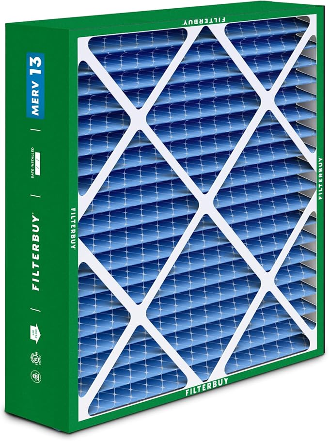 Filterbuy 16x22x5 Air Filter MERV 13 Optimal Smoke & Allergy Defense (1-Pack), Pleated HVAC AC Furnace Filters for Amana, Coleman, Goodman, York, and More (Actual Size: 15.38 x 21.88 x 5.25)