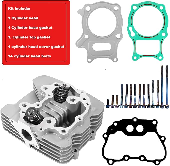 Cylinder Piston Gasket Top End Rebuild Kit Compatible with Honda TRX250TE Recon 250 ES 2002-2014 TRX250TM Recon 250 2002-2014 TRX250EX Sportrax 250 2003-2008 TRX250X 2009-2014