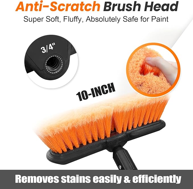 ARTIPOLY 62" Car Wash Brush with Extension Pole, Car Wash 10” Dip Soft Brush, No Scratch Car Cleaning Brush Supplies for RV Boat Truck SUV, House Siding, Snow, Floors, Extension Aluminum Alloy
