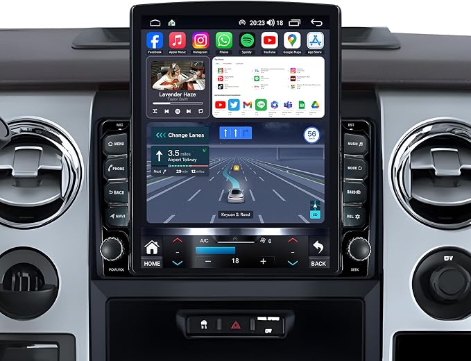 [4Core 64G ROM] 9.7" Car Radio for Ford F150 2009-2014: Android 13 Touchscreen Stereo Upgrade with Wireless Carplay & Android Auto GPS 5G WiFi Bluetooth FM RDS SWC, 1080P AHD Backup Camera