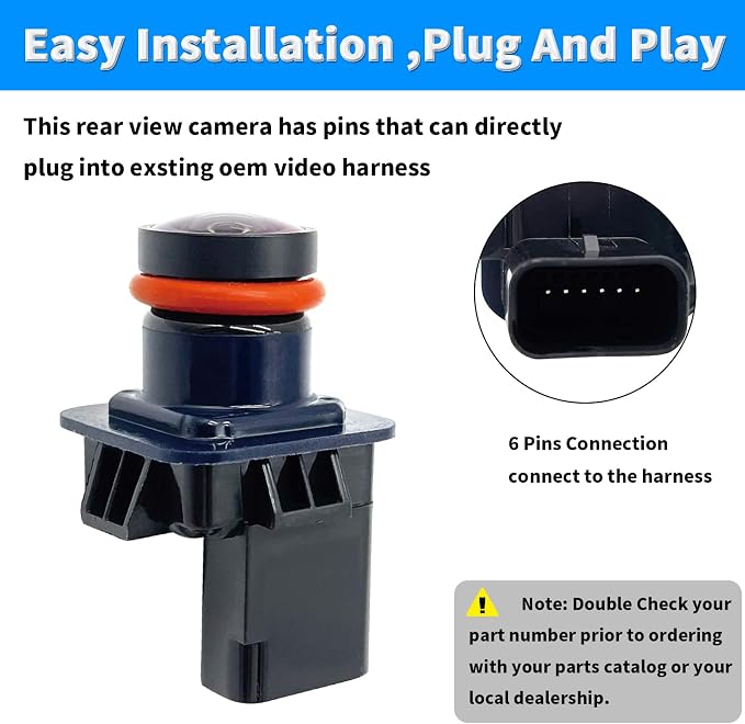 Rear View Back Up Camera Compatible with Lincoln MKS 2013 2014 2015 2016 Reverse Park Assist Camera Replaces EA5T-19G490-AA EA5T19G490AA EA5Z-19G490-B DA5Z-19G490-A