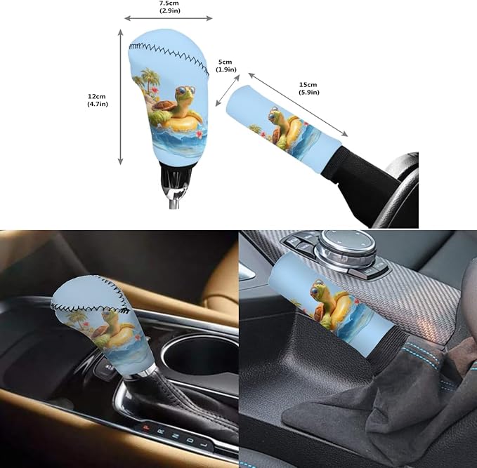 Forchrinse 15Pack Car Accessories Set Hawaiian Sea Turtle Car Seat Cover Full Set+Steering Wheel Cover+Car Trash Can+Seatbelt Cover+Coaster+Keychain