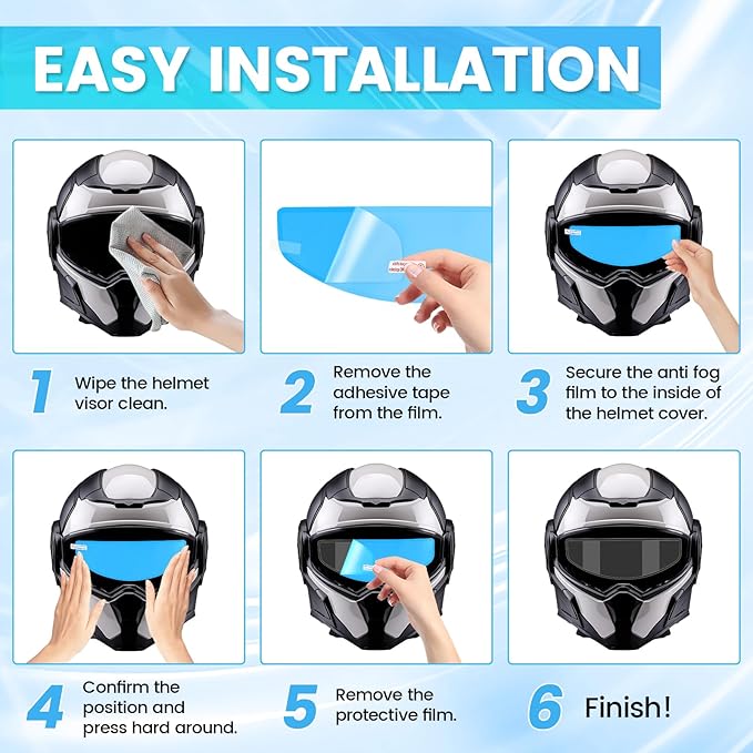 Motorcycle Anti Fog Film, Universal Fit Helmet Visors Insert Waterproof Fog Resistant Clear Vision (Anti Rain 3)