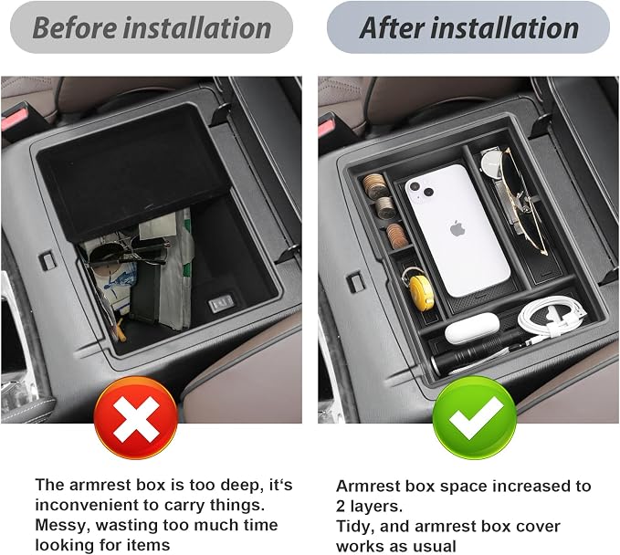 SKTU for 2021-2024 Nissan Armada/ 2022 2023 2024 Infiniti QX80 Center Console Organizer 2024 QX80/ 2024 Armada Console Tray 2023 2024 Armada Accessories (Front Driver's Row)