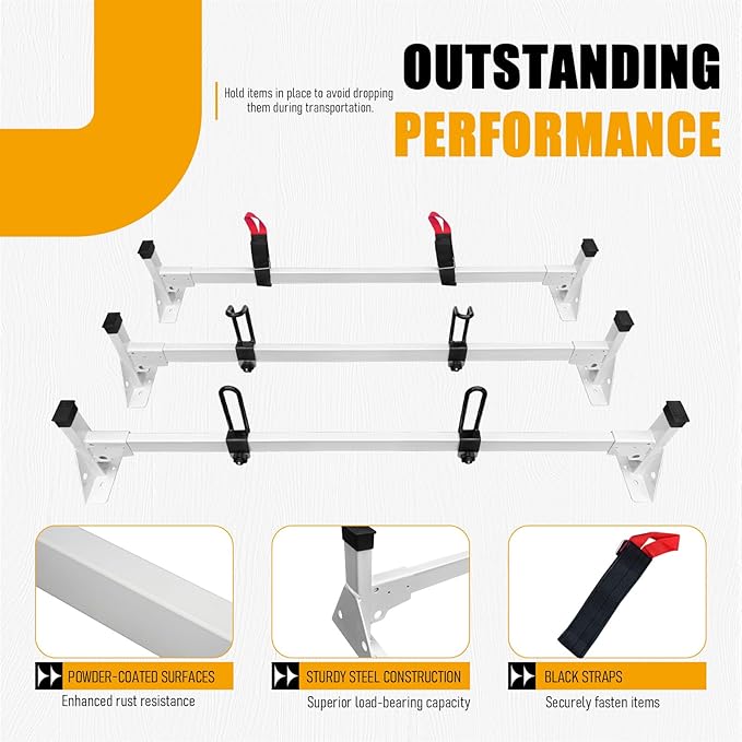 Cargo Van Roof Ladder Rack Fit for 2015-2024 Ford Transit 150 250 350, 54" Heavy Duty Van Ladder Roof Rack 800 Lbs Load Capacity with 3 Crossbars