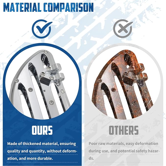 Motorcycle Floorboards Set Driver Front Footboards and Rear Passenger Foot Pegs Kit Hollow Striped Style Compatible with Harley Touring Road King Road Glide Electra Glide Street Glide (Chrome)