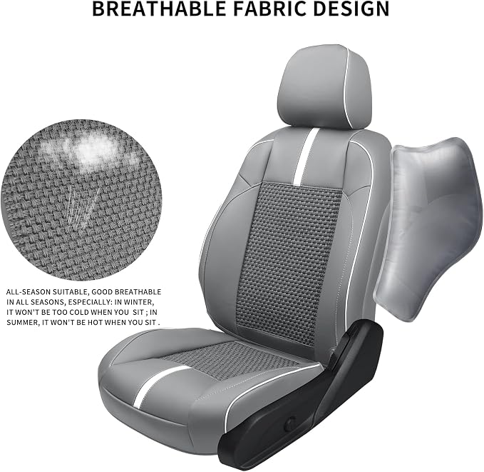 Front Seat Covers Custom Fit for Toyota Tacoma 3rd Gen(2016 2017 2018 2019 2020 2021 2022 2023) Double & Crew Cab SR, SR5, Limited,TRD Sport, TRD Pro,TRD Off-Road,Trail Special Edition,Grey White