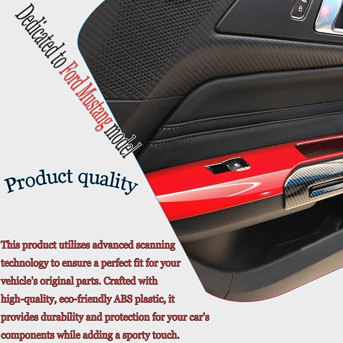 MUXEE Armrest Window Switch Panel Cover，for Ford Mustang 2015-2026，Door Window Control Panel Cover Car Sport Interior Accessories - Wine Red
