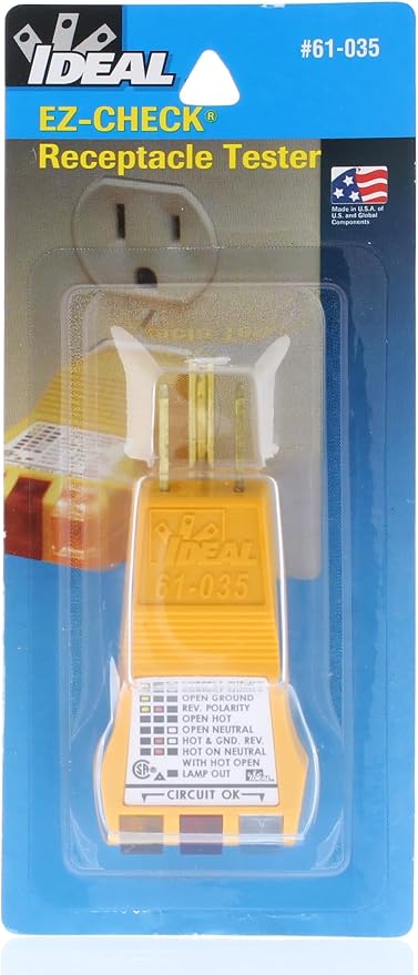IDEAL INDUSTRIES INC. 61-035 E-Z Check Receptacle Tester, 120VAC