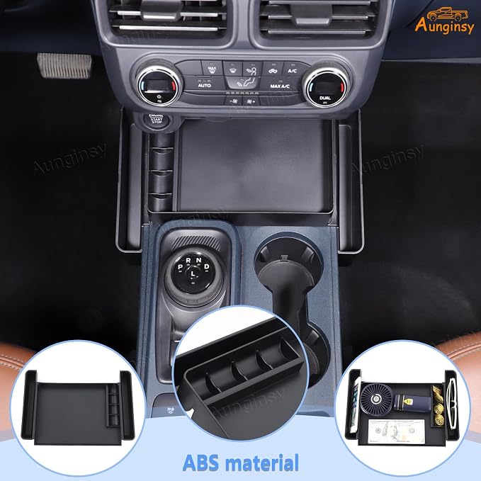 Aunginsy Car Center Console Shifter Storage Tray Compatible with Ford Maverick 2022 2023 2024 2025 Pickup Truck Central Control Gear Shift Side Organizer Storage Box Insert Groove ABS Accessories